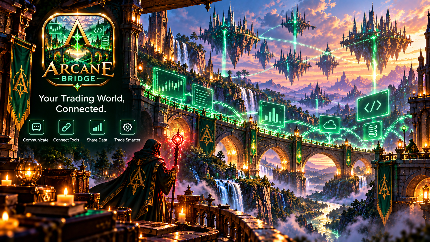 Arcane Bridge connecting Monitor, Guilds, and scanners