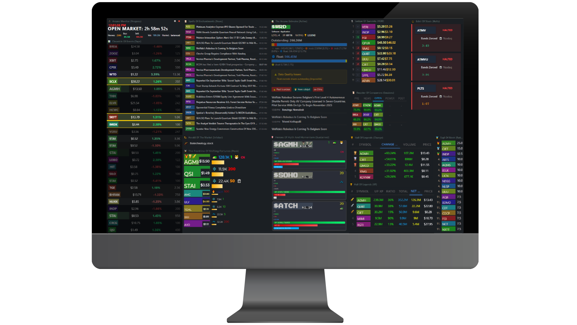 Arcane Monitor Trading Platform Interface